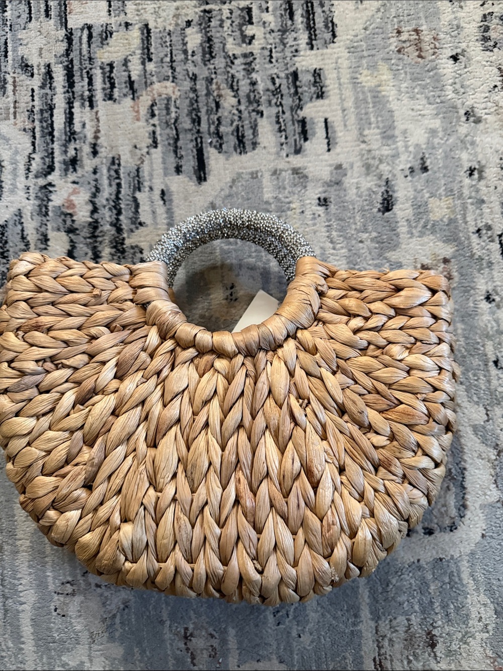 Target Woven Straw Tote with Sparkling Silver Handle